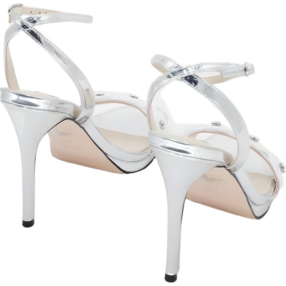 Nine West Fabby Silver Mirror Stiletto Dress Sandals Women's US 7.5M - Picture 3 of 6